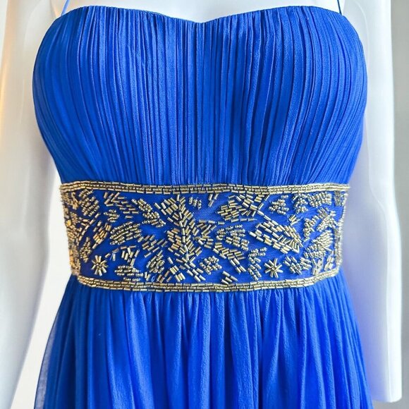 Aidan Mattox All Silk Beaded Empire waist Maxi Gown 8 - Picture 3 of 10